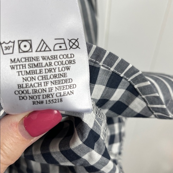 Wild Fang Womens Button Up Shirt M Gray White Stripe Pocket Checkered Interior - Picture 10 of 15